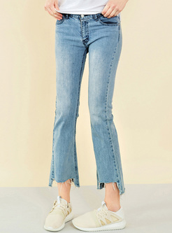 Street Asymmetric Hem Jeans